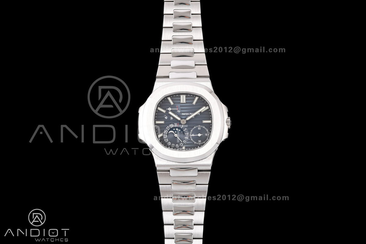 Nautilus 5712-1A 001 Free Sprung SS Umi 1:1 Best Edition Blue Dial on SS Bracelet PPF240 (Free tool) 
